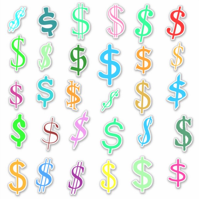 Sticker Symboles du dollar amusant ($) (Devant)