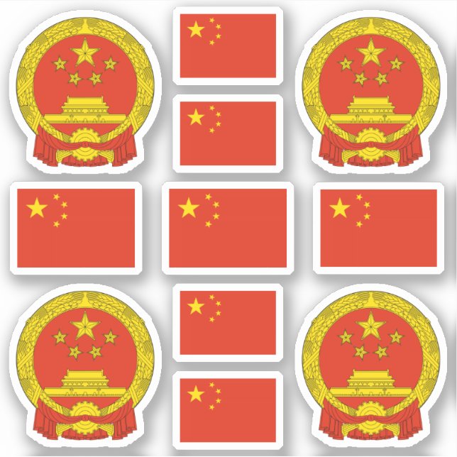 Sticker Symboles nationaux chinois / blason et drapeau (Devant)