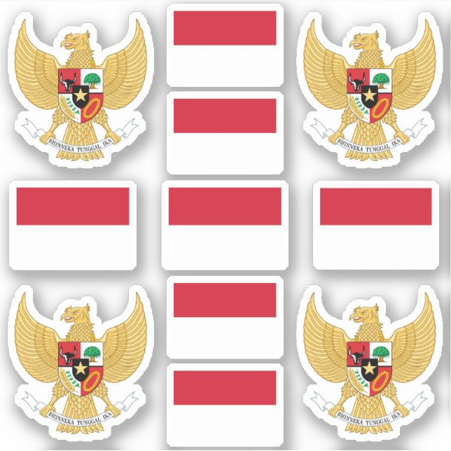 Sticker Symboles nationaux indonésiens/armoiries et drapea (Devant)