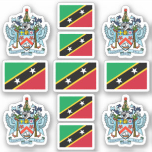 Sticker Symboles Saint-Kitts / blason et drapeau