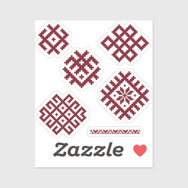 Sticker Symboles traditionnels de design folklorique letto (Feuille)