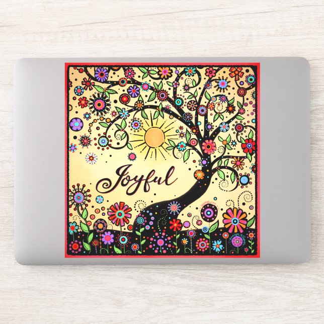 Sticker Sympa Arbre Whimsical Joyeux Un Mot (Ordinateur)