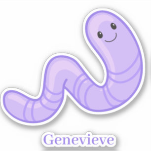 Sticker Sympa joyeux vers pourpre souriant pouce personnal