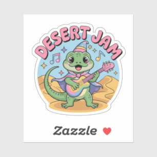 Sticker Synthwave Lézard Keytar Rétro 80s Désert