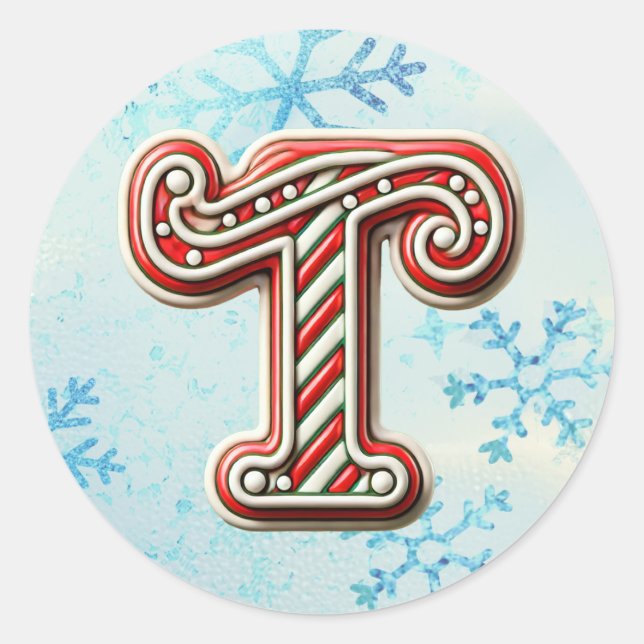 Sticker "T" de Noël sucre de canne, Stripes festiv (Devant)