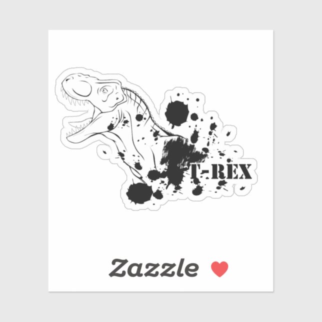 Sticker T-Rex (noir et blanc) (Feuille)
