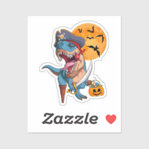 Sticker T-Rex Pirate Treat Halloween Dinosaur