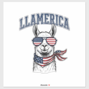 Sticker T-Shir gravure vintage lama patriotique Llamerica