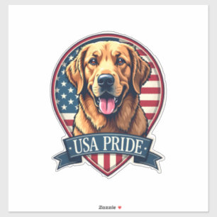 Sticker T-Shirt Chien Rétro Fierté USA Golden Retriever 4