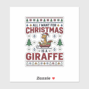 Sticker T-shirt de Noël drôle avec girafe et traîneau