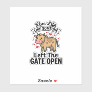 Sticker T-shirt design avec gravure vintage de vache drôle