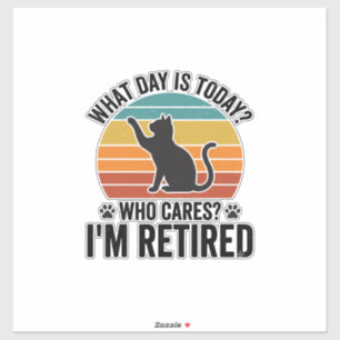 Sticker T-Shirt Dessin Humoristique Chat Retraité Coucher 