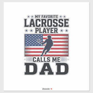 Sticker T-shirt drôle de papa de lacrosse drapeau américai