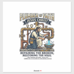 Sticker T-shirt graphique Jésus Plombier Art chrétien_1