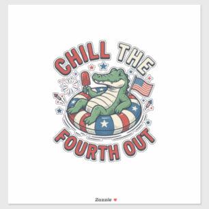 Sticker T-shirt patriotique Chill The Fourth Out Alligator