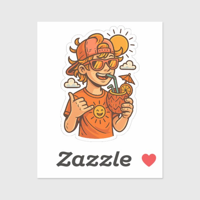 Sticker T-shirt Vibes d'été urbain cool - Street Art Style (Feuille)