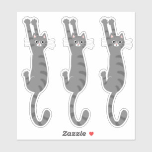 Sticker Tabby Gris Chat Accroché Chat rayé gris drôle