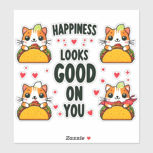 Sticker Taco Cat : Une Fusion Culinaire Féline (Feuille)