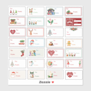 Sticker Tags cadeaux de Noël Variety Pack 28pc set