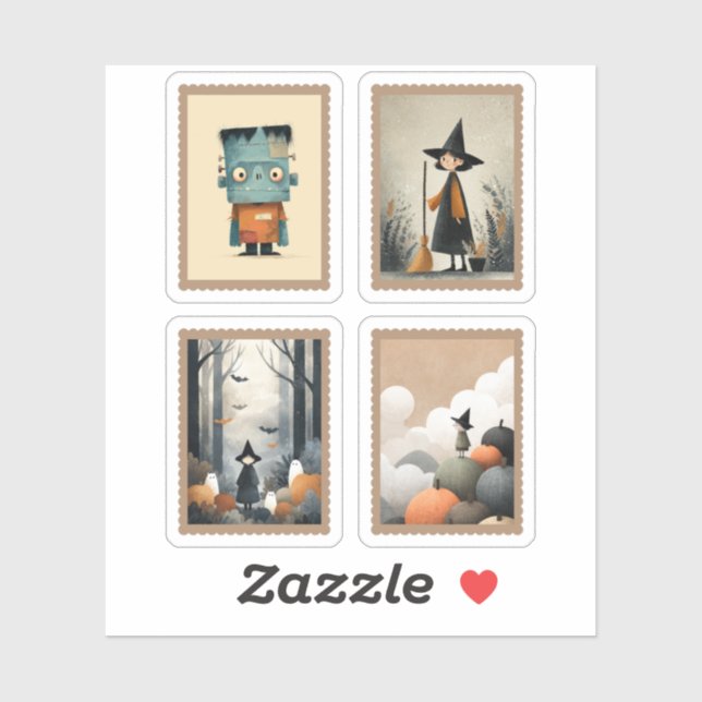 Sticker Tampons d'alloween minimalistes (Feuille)