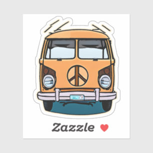 Sticker Tan Retro Hippie Van Coloris Vintages Art