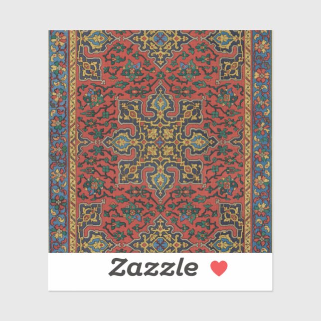 Sticker Tapis Perse Tapis Rouge Bleu classique (Feuille)