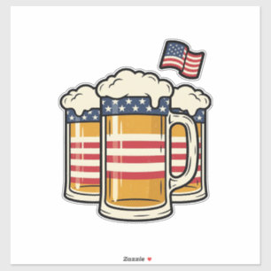 Sticker Tasse à bière patriotique design vectoriel vintage