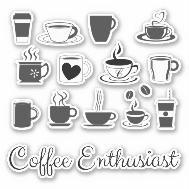 Sticker Tasses à café pour amateurs de café - esthétique (Devant)