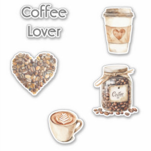 Sticker Tasses cœur café crème