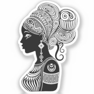 Sticker Tatouage Tribal Portrait de Fille Africaine