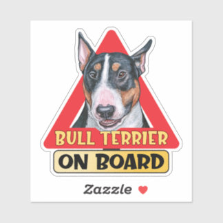 Sticker Taureau à bord du Chien Anglais Voyage Rouge