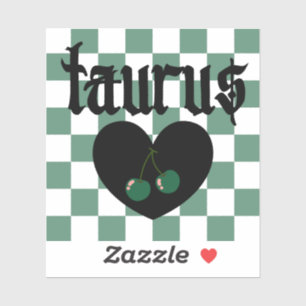 Sticker Taurus Gothique Esthétique À damiers Cerise Art