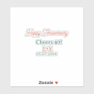 Sticker Tchin 40 joyeux anniversaire orange vert nom date