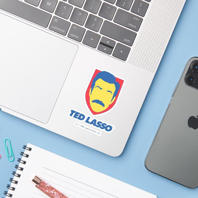Sticker Ted Lasso | Icône face (Ordinateur portable avec iPhone)