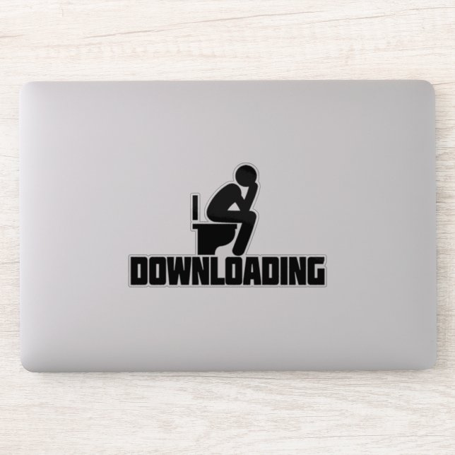 Sticker Téléchargement - Drôle Toilette Pooping (Ordinateur)