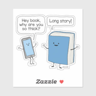 Sticker Téléphone mignon et drôle et livre épais longue hi