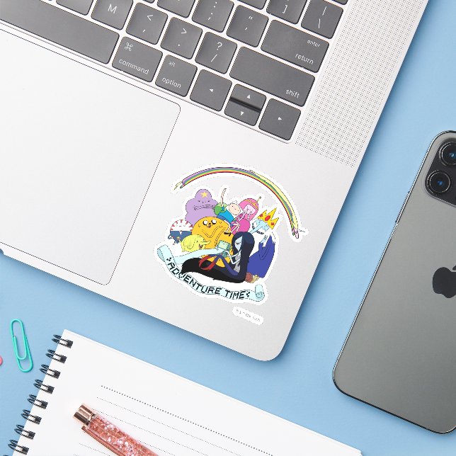 Sticker Temps d'aventure | Graphique de groupe BMO (Ordinateur portable avec iPhone)
