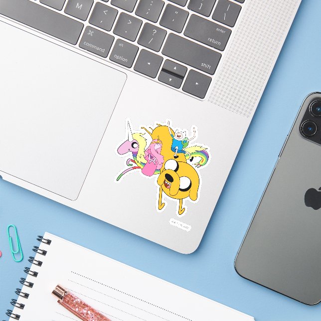 Sticker Temps d'aventure | Lady, Bubblegum, Finn & Jake (Ordinateur portable avec iPhone)