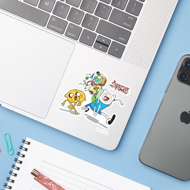 Sticker Temps d'aventure | Sac à dos Finn's Adventure Gear (Ordinateur portable avec iPhone)