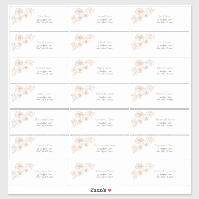 Sticker Terracotta Floral Line Art Adresse du client (Feuille)