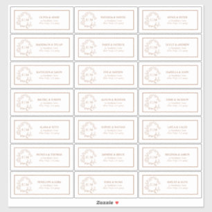 Sticker Terracotta Leafy Crest Monogram Adresse du client