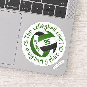 Sticker terrain de volley-ball noir vert mon endroit heure