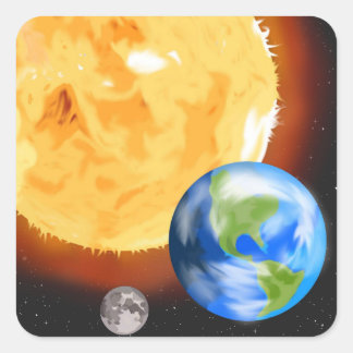 Sticker Terre, Lune et Soleil