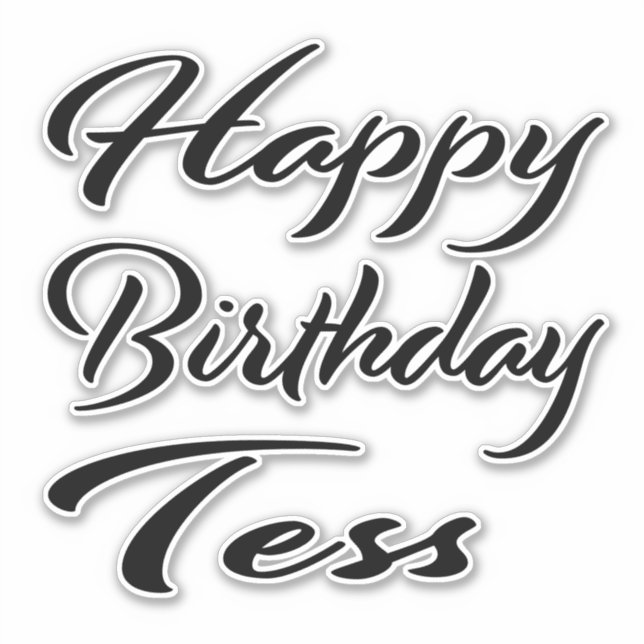 Sticker Tess Nom Prénom Anniversaire de la Broderie noire (Devant)