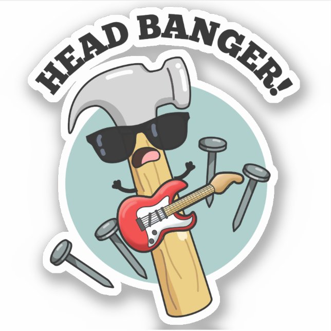 Sticker Tête Banger Funny Music Puns (Devant)