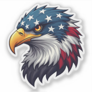 Sticker Tête d'aigle américain chauve patriotique USA