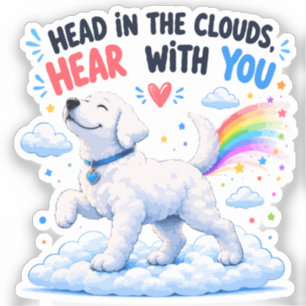 Sticker Tête dans les nuages design de chien mignon