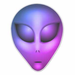Sticker Tête de Alien gris mauve bleu