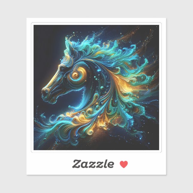 Sticker Tête de Cheval Vibrante avec Effets de Mouvement (Feuille)