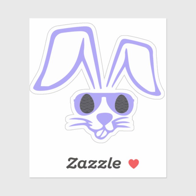 Sticker Tête De Lapin Avec Les Tons Drôle Garçons De Pâque (Feuille)